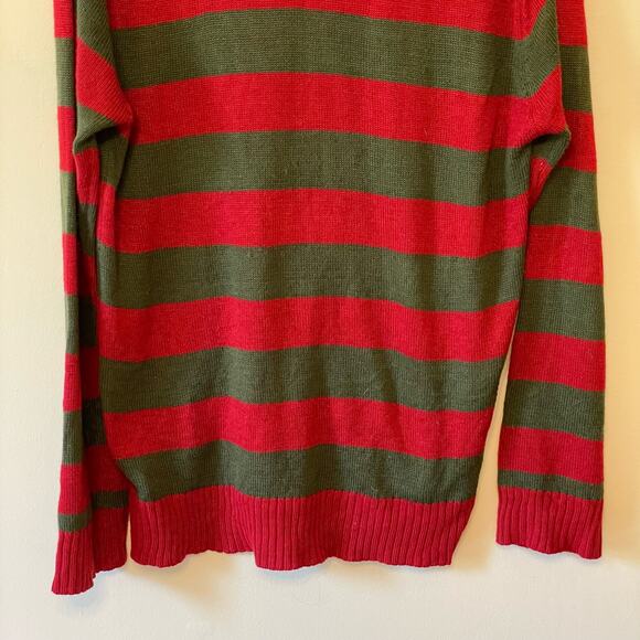 Hot Topic L Freddy Krueger Damon’s long sleeve t-shirt stripe red green knit rib - Picture 7 of 7